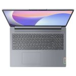 لپ تاپ لنوو مدل IdeaPad Slim 3 15IRU8 با پردازنده Intel Core i3-1315U، رم LPDDR5 با ظرفیت 8GB و فرکانس 4800MHz، حافظه SSD با ظرفیت 256GB، نمایشگر 15.6 اینچ با پنل TN